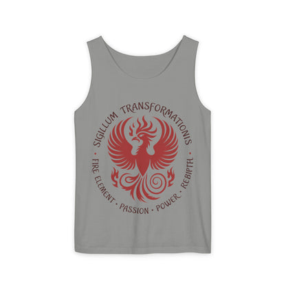 Phoenix Fire Element Tank Top, Sigillum Transformationis Seal, Passion Power Rebirth Totem, Phoenix Symbol Unisex Tank, Spiritual Tee