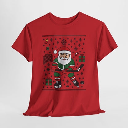 Hockey Santa Men's Christmas T-Shirt, Funny Sports Holiday Tee