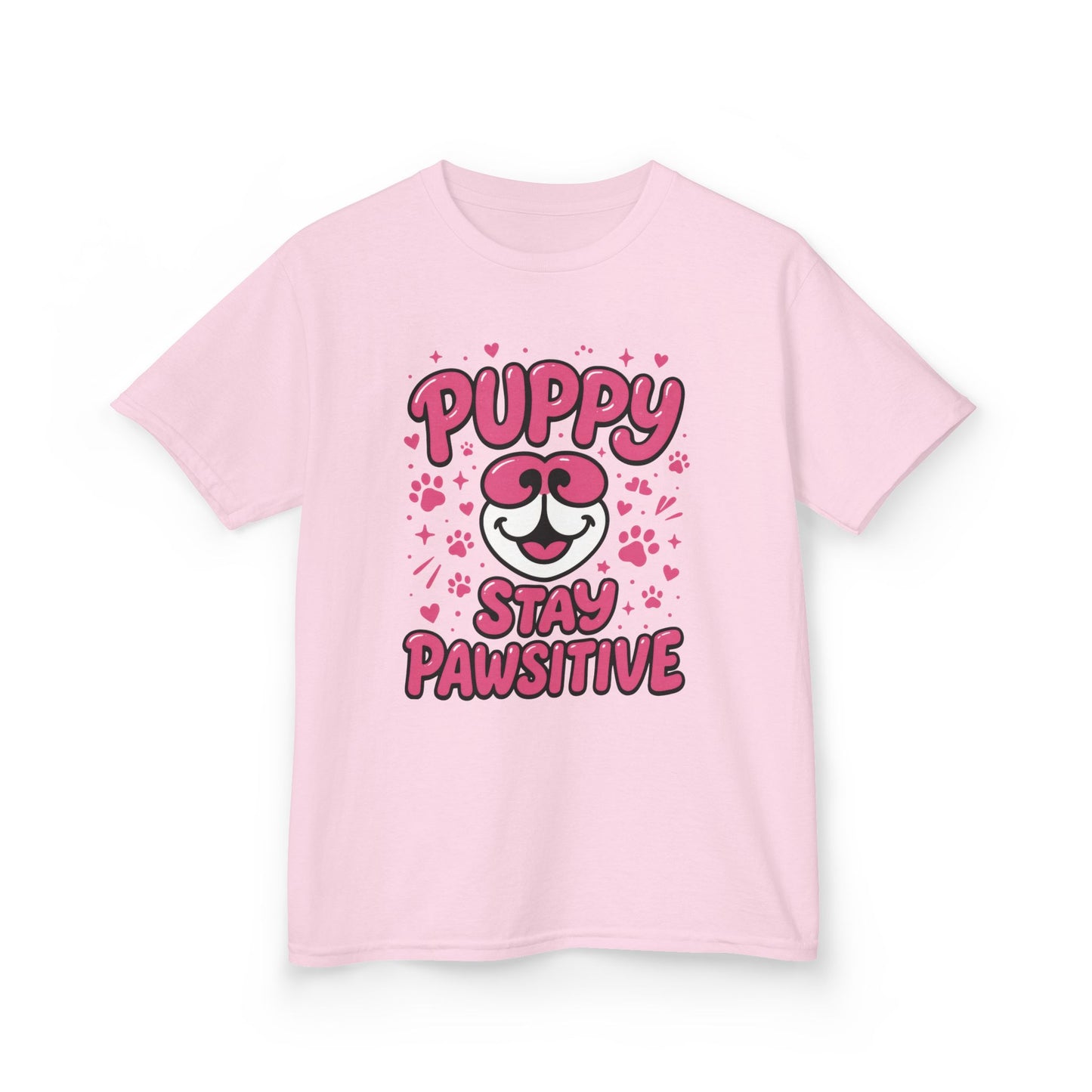 Puppy Stay Pawsitive Youth T-Shirt - Cute Positive Dog Shirt for Teens - Fun Puppy Paw Graphic Kids Tee, Kids Gift, Pet Lover Shirt