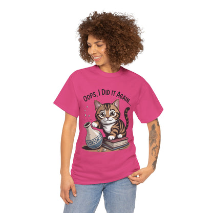 Playful Cat Women's Tee, Funny Oops I Did It Again Design, Cat Lover Gift, Casual Wear, Birthday Gift, Pet Lover Tee, Women's Gift