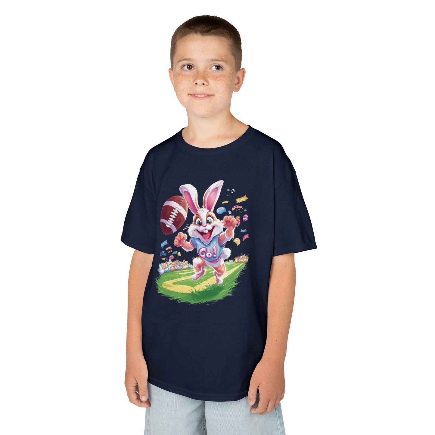 Touchdown Bunny Kids T-Shirt - Cute Easter Football Shirt for Kids, Fun Spring Outfit, Sports Bunny Tee Gift for Little Athletes Easter Gift