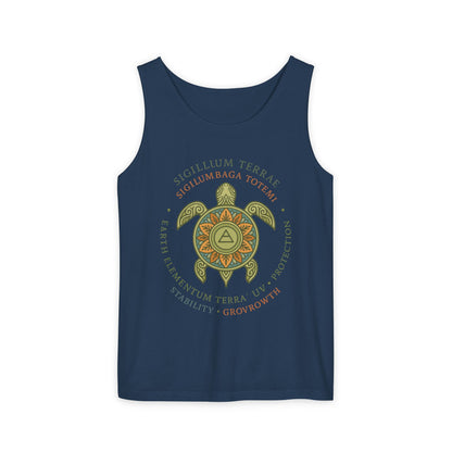 Earth Totem Turtle Womens Tank, Sigillum Terrae Symbol, Elemental Growth Tee, Nature-Inspired Tank Top with Protective Symbol, , Beachwear