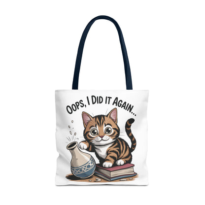 Cat-Themed Tote Bag, "Oops, I Did It Again", Perfect Gift for Cat Lovers, Pet Owners, Birthday, or Everyday Use, Large Tote Bag, beach bag