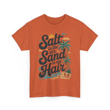 Salt in the Air Sand in My Hair Shirt, Beach Summer Vibes Graphic T-Shirt, Tropical Ocean Palm Design, Ocean-Themed Shirt, Gift Beach Lovers