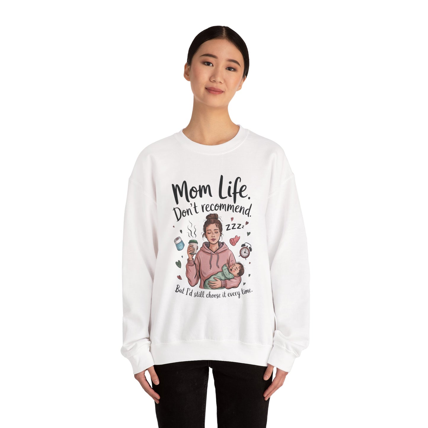 Mom Life Crewneck Sweatshirt, New Mom Gift, Cozy Everyday Wear, Funny Parent Apparel, Tired Mama Humor Tee