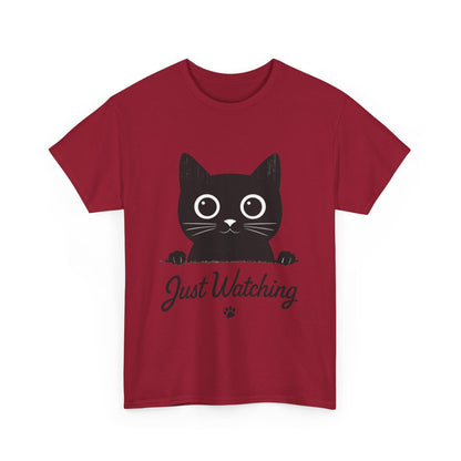 Cute Black Cat Shirt for Women - Just Watching Minimalist Kitty Tee - Funny Cat Lover Gift, Funny Pet Lover Gift, Animal Lover Tee