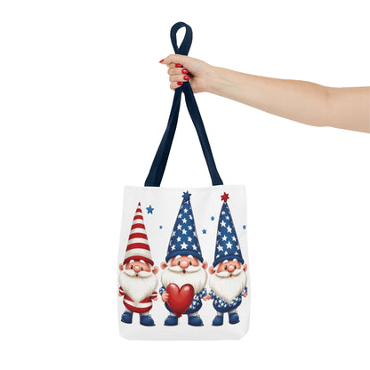 Patriotic Gnome Tote Bag, Stars and Stripes Reusable Grocery Bag, Cute Gnome Summer Bag, Holiday Gift Tote, Eco-Friendly Shopping Bag