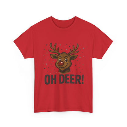 Men's Oh Deer Funny Christmas T-Shirt, Reindeer Holiday Graphic Tee