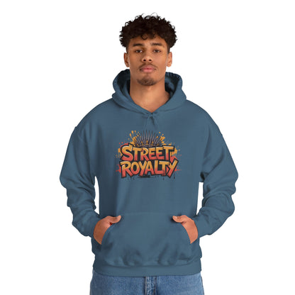 Street Royalty Men's Hoodie, Graffiti Crown Graphic Sweatshirt, Urban Streetwear Pullover with Throne Design