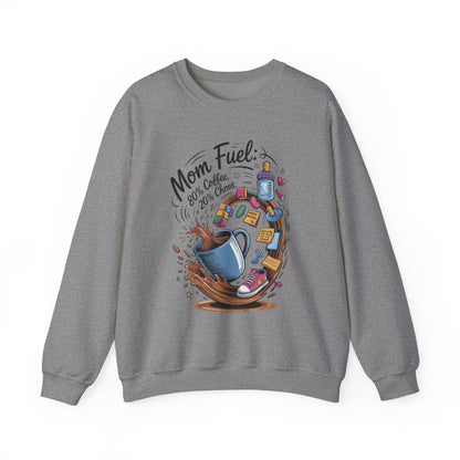 Mom Fuel Unisex Crewneck Sweatshirt, Perfect for Coffee Lovers, Gifts for Moms, Cozy Casual Wear, Funny Graphic Sweatshirt, Mother's Day