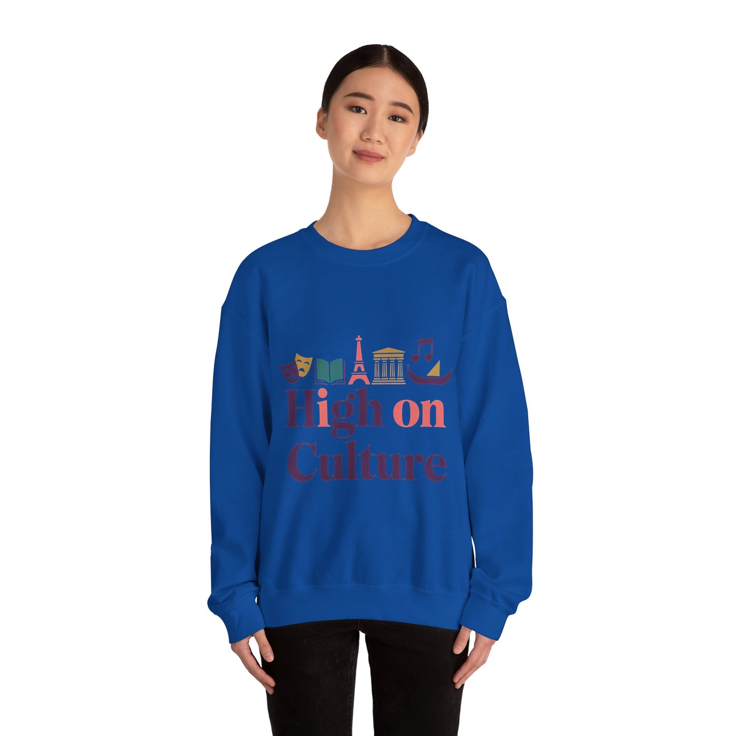 Womens Heavy Blend™ Crewneck Sweatshirt, High on Culture Womens Sweatshirt, Stylish Cultural Graphic Top