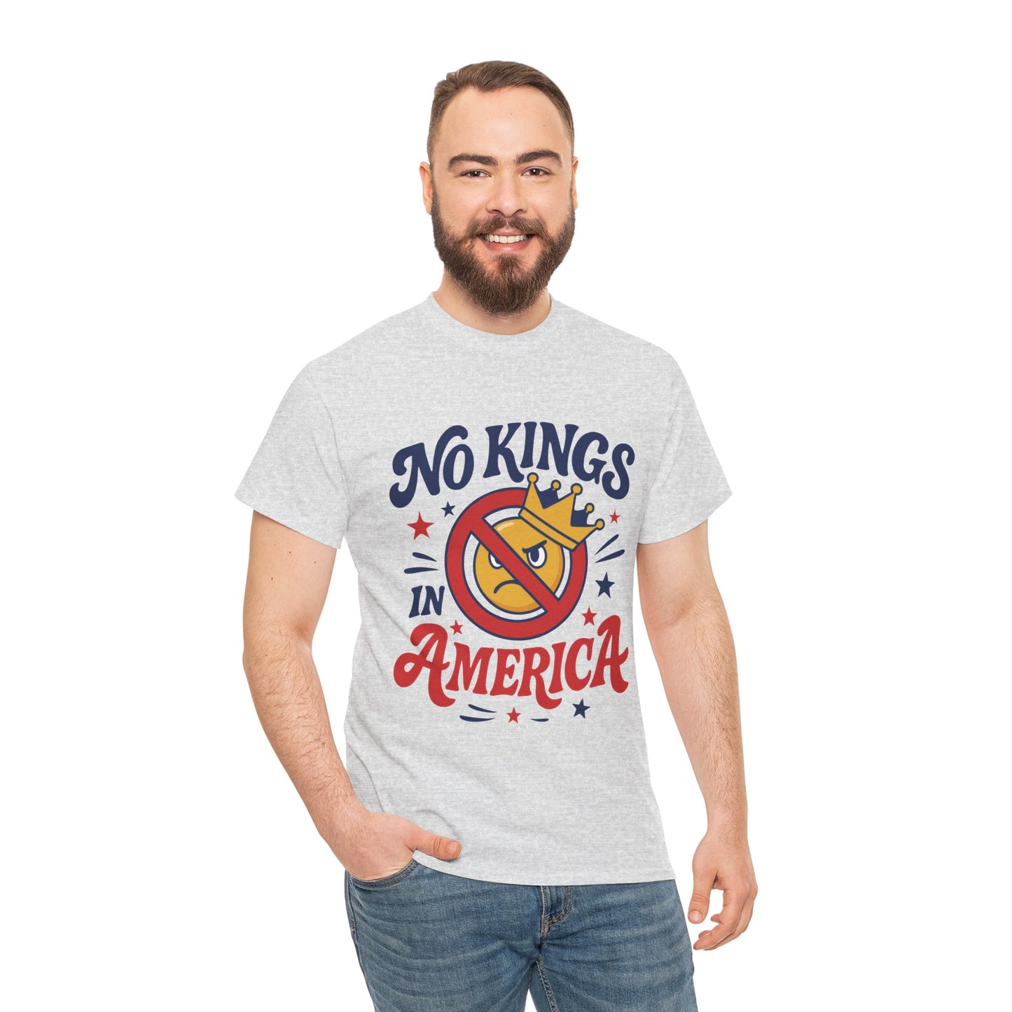 No Kings in America Unisex T-Shirt - Funny Patriotic Anti Monarchy Tee - 4th of July USA Shirt, Political Rallies, Statement Wear