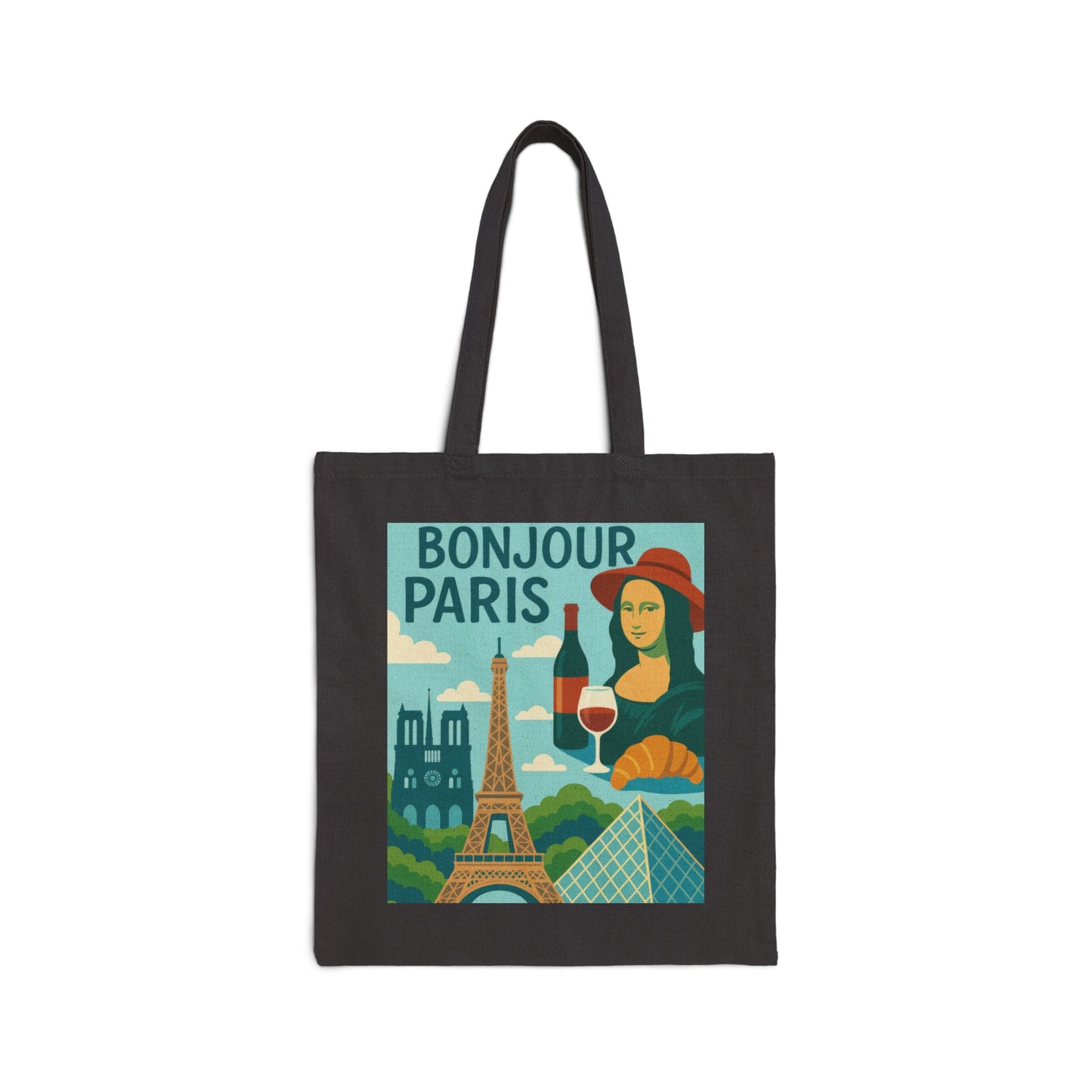Bonjour Paris Tote Bag, Eco-Friendly Cotton Bag for Shopping, Travel, Gifts, Beach, and Everyday Use