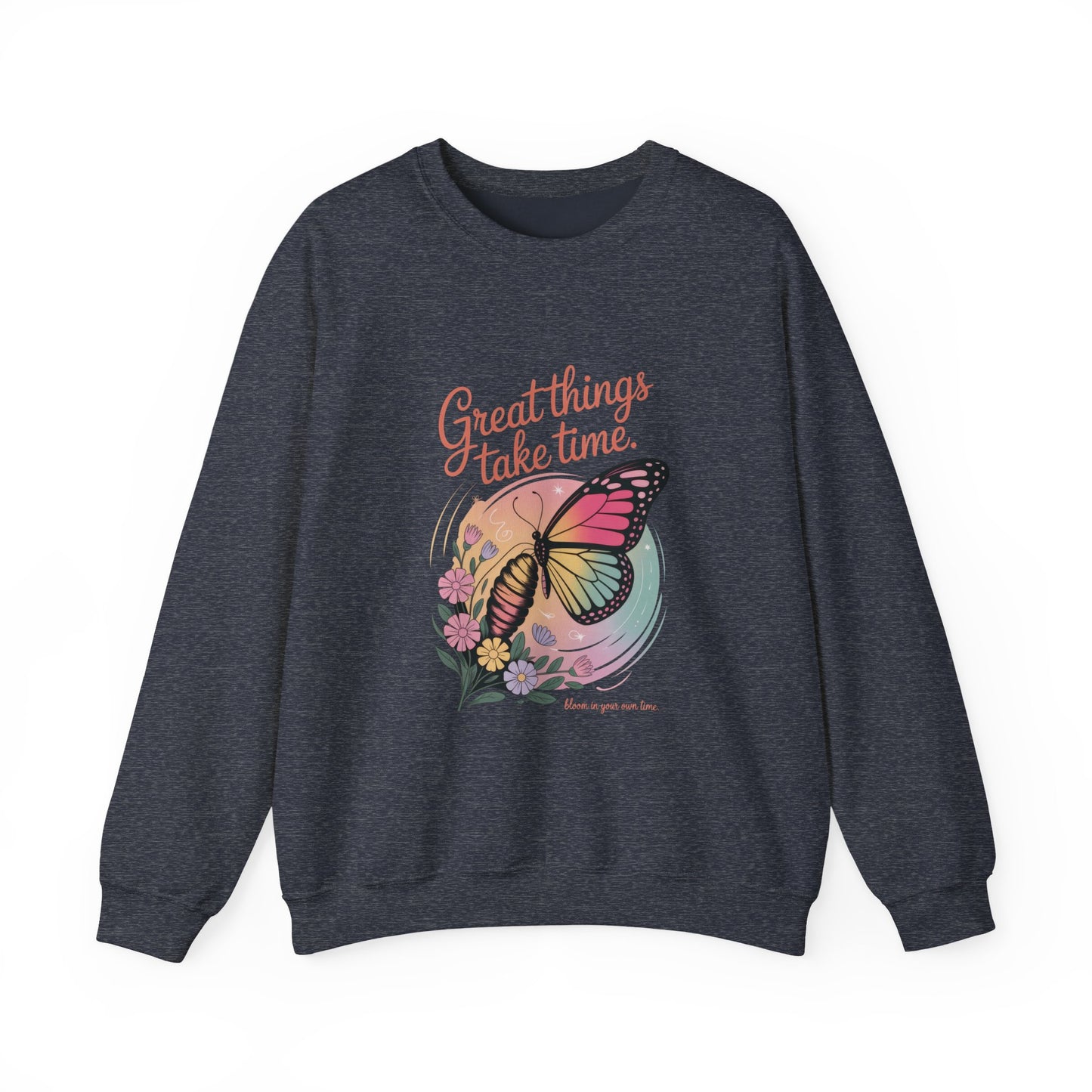 Inspirational Butterfly Sweatshirt - Great Things Take Time, Cozy Unisex Crewneck, Perfect Gift for Nature Lovers, Relaxed Style, [...]