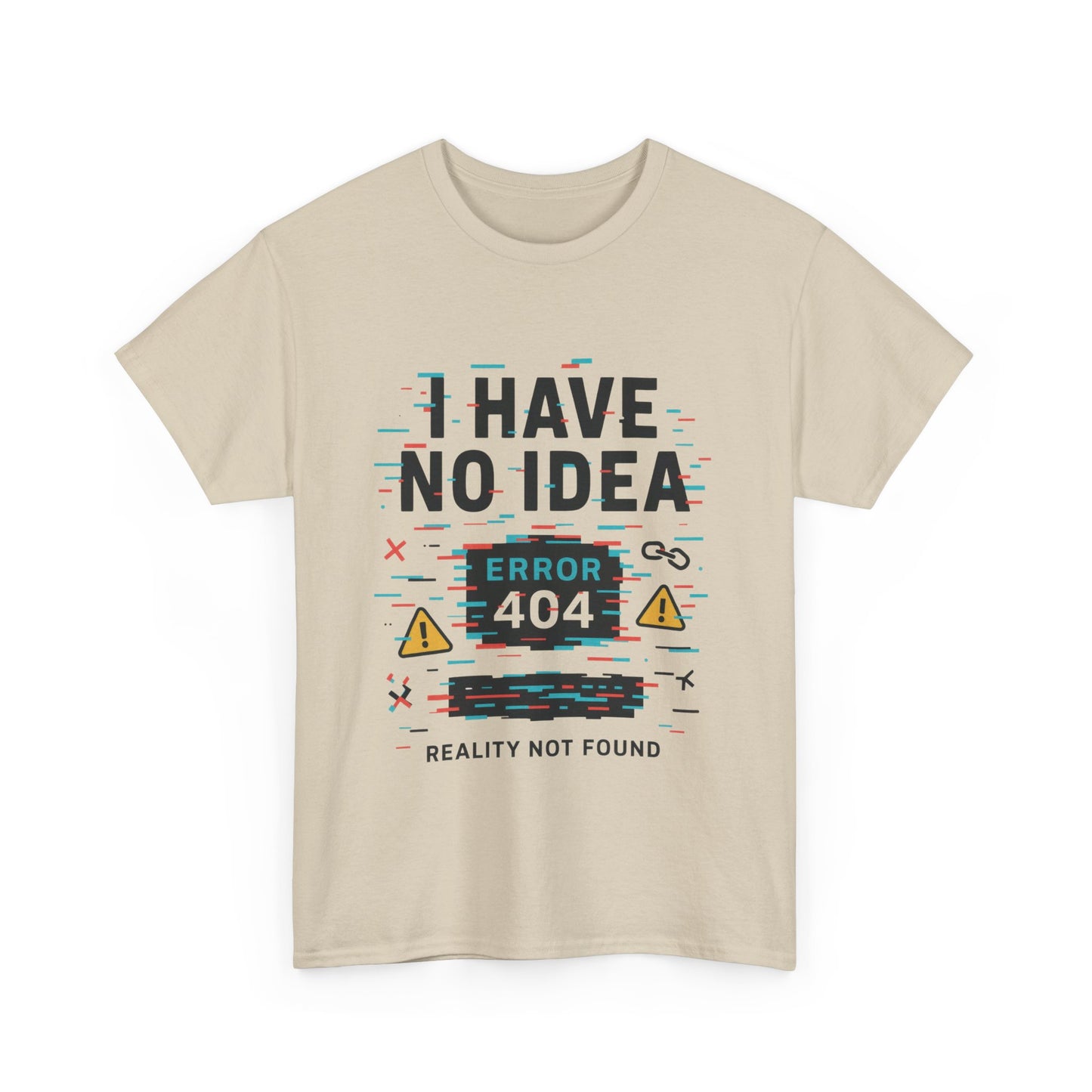 Funny Error 404 Unisex Heavy Cotton Tee, Graphic Tee, Humor Shirt, Gift for Tech Lovers, Casual Wear, Unique T-Shirt