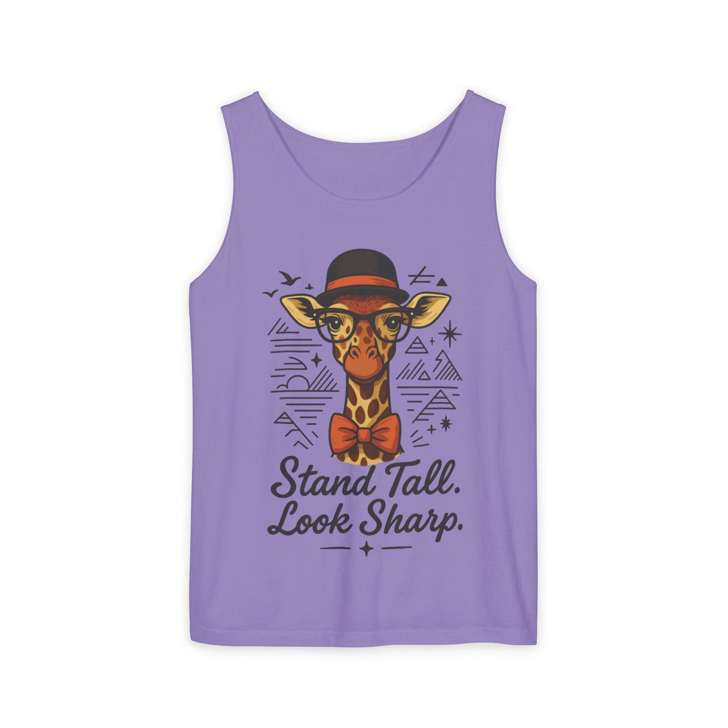 Giraffe Inspirational Tank Top, Stand Tall Look Sharp Shirt, Unisex Summer Apparel, Cute Animal Gift, Zoo Lover's Fashion