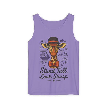 Giraffe Inspirational Tank Top, Stand Tall Look Sharp Shirt, Unisex Summer Apparel, Cute Animal Gift, Zoo Lover's Fashion