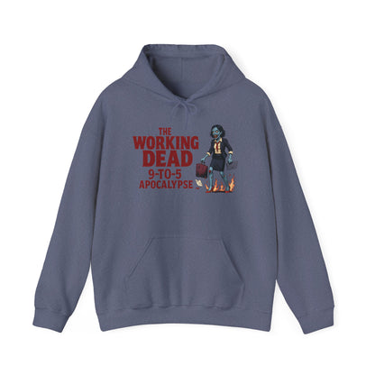 The Working Dead 9-to-5 Apocalypse Hoodie, Women's Horror Office Zombie Sweatshirt, Halloween Zombie Top, Halloween Work Top