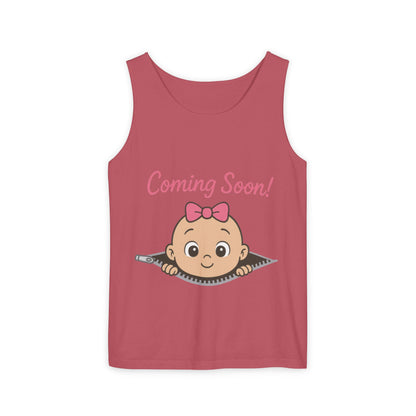 Coming Soon Maternity Tank Top, Cute Baby Girl Pregnancy Announcement Shirt, Expecting Mom Gift, Gender Reveal Tee, Baby Shower Gift
