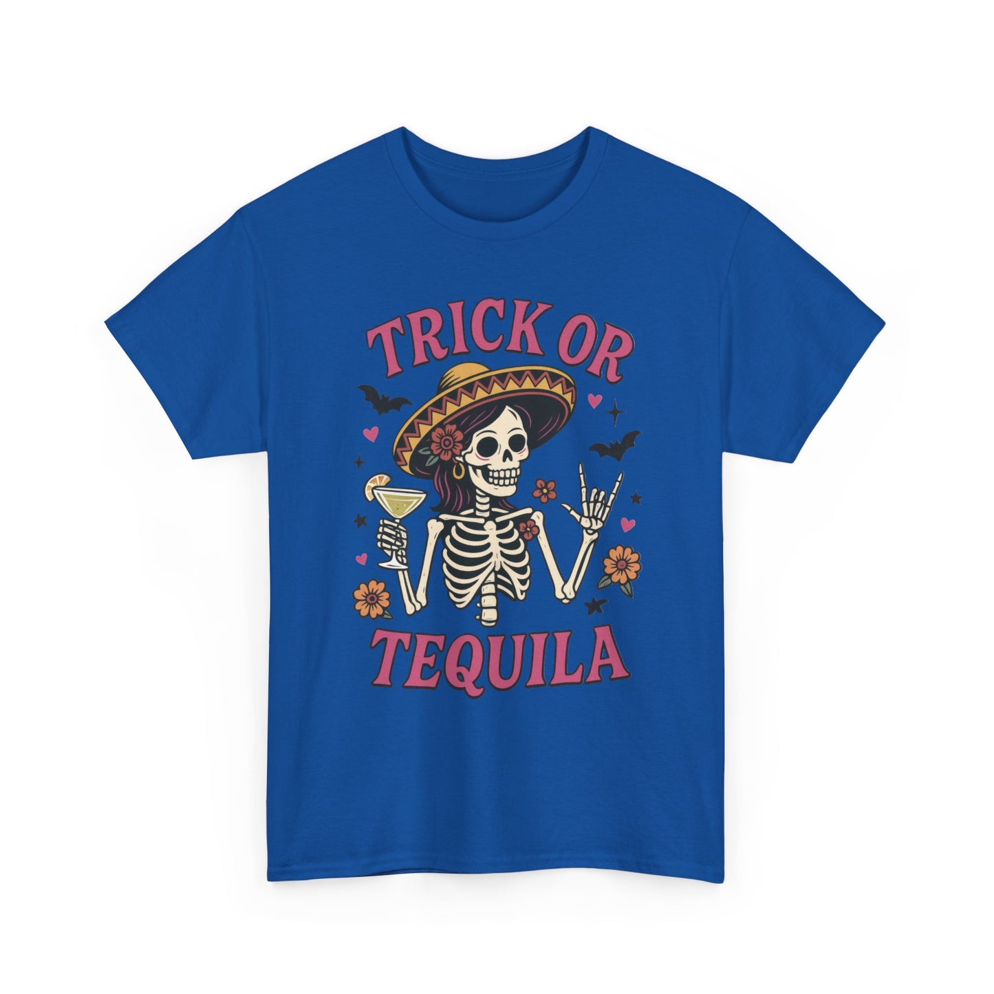 Trick or Tequila Women's T-Shirt, Funny Halloween Skeleton Drinking Shirt, Party Graphic Tee