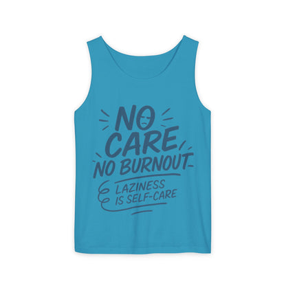 Mens Lazy Life Tank Top, No Care No Burnout Funny Quote, Workout Gym Sleeveless Shirt, Humor Gift for Him, Gift for Mental Health Awareness