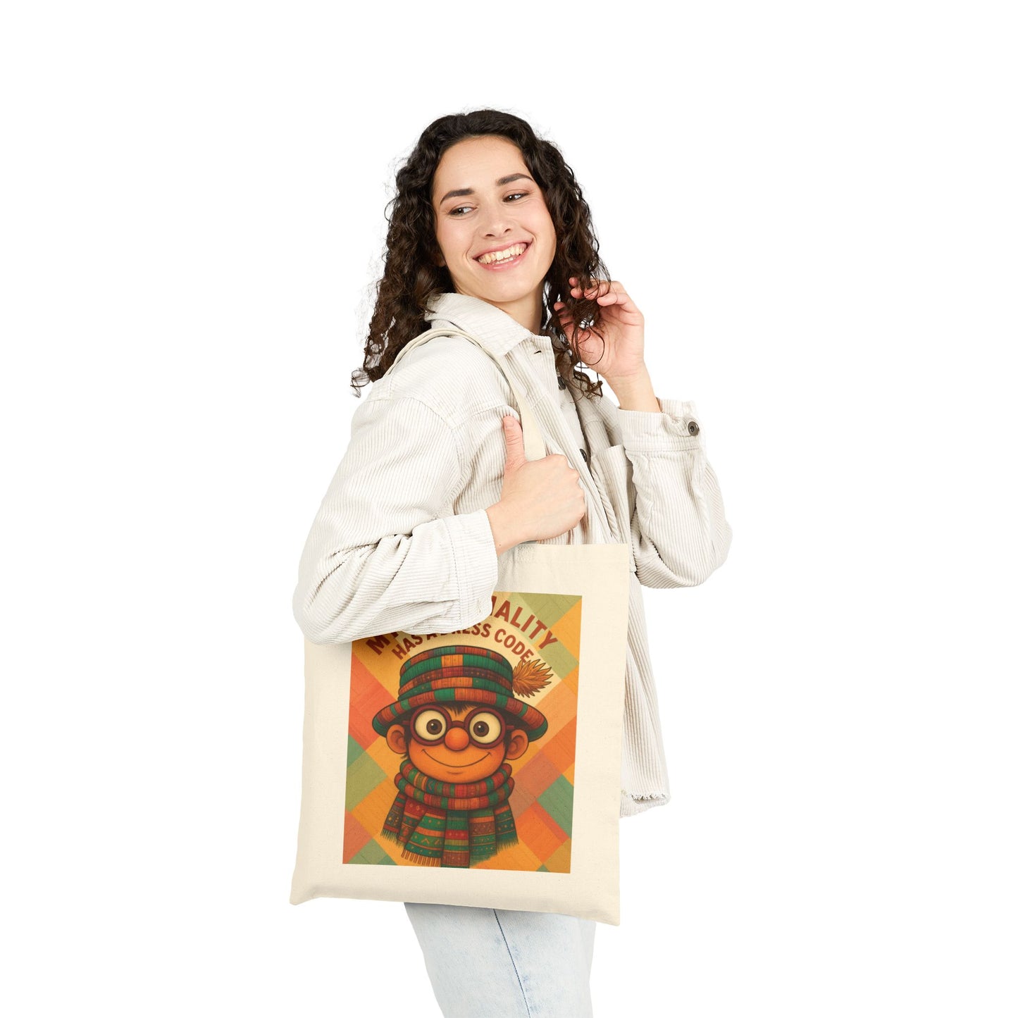 My Personality Has a Dress Code Tote Bag, Colorful Boho Character Cotton Canvas Bag, Funny Quote Gift, Quirky Fashion Illustration Shopper