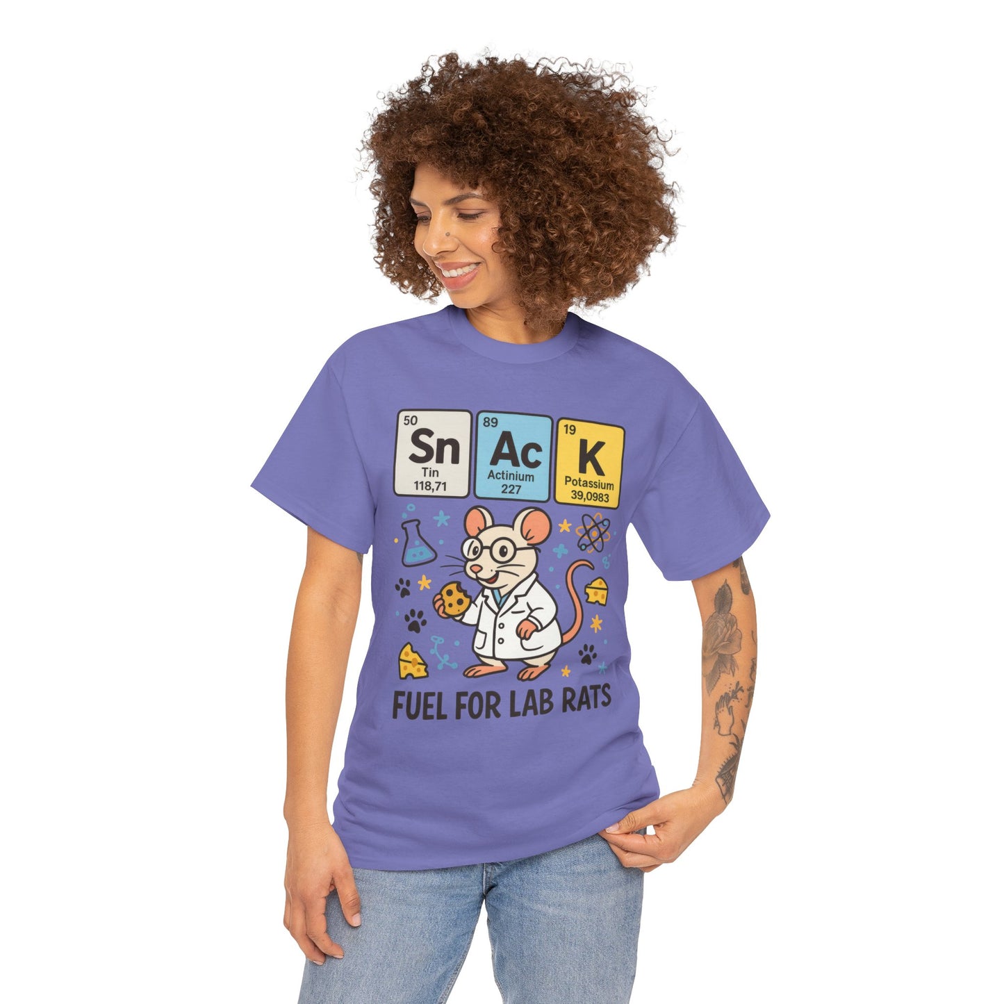 Funny Womens Science T-Shirt,Periodic Table Tee, Fuel for Lab Rats Nerdy Shirt, Gifts for STEM Lovers, Quirky Science Apparel