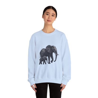 Geometric Elephant Sweatshirt, Cozy Unisex Crewneck, Animal Lover Gift, Nature Inspired Apparel, Eco-Friendly Fashion, Gift for Her