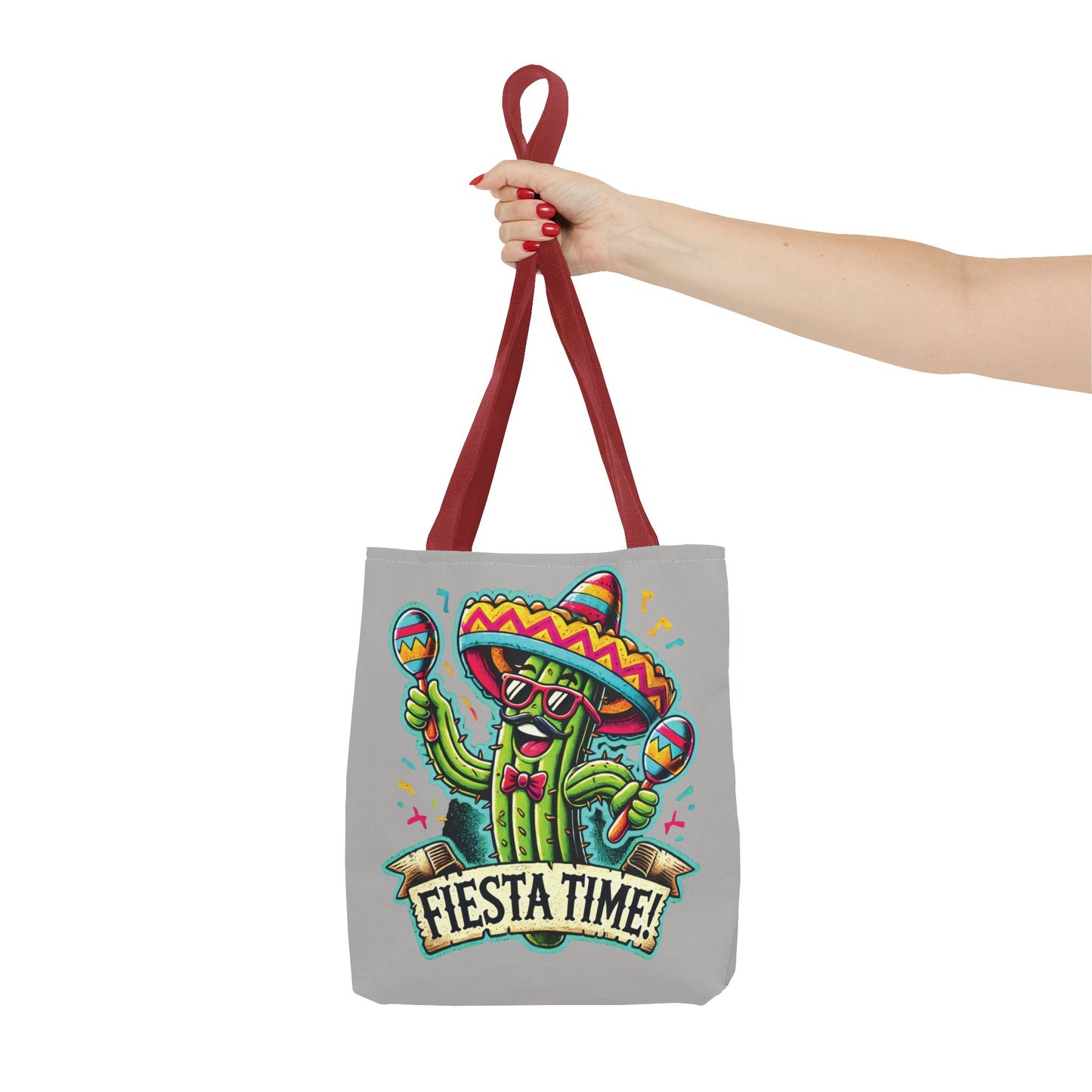 Fiesta Time Cactus Tote Bag, Funny Mexican Party Gift, Sombrero Maracas Print, Cinco de Mayo Bag, Summer Festival Tote, Beach Bag, Shopping