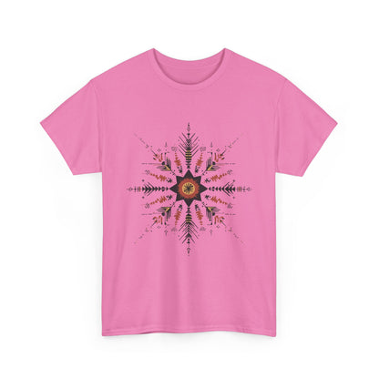Boho Tribal Mandala Star Women's Cotton Tee, Ethnic Geometric Graphic T-Shirt, Festival Bohemian Style Gift, Bohemian Graphic Tee