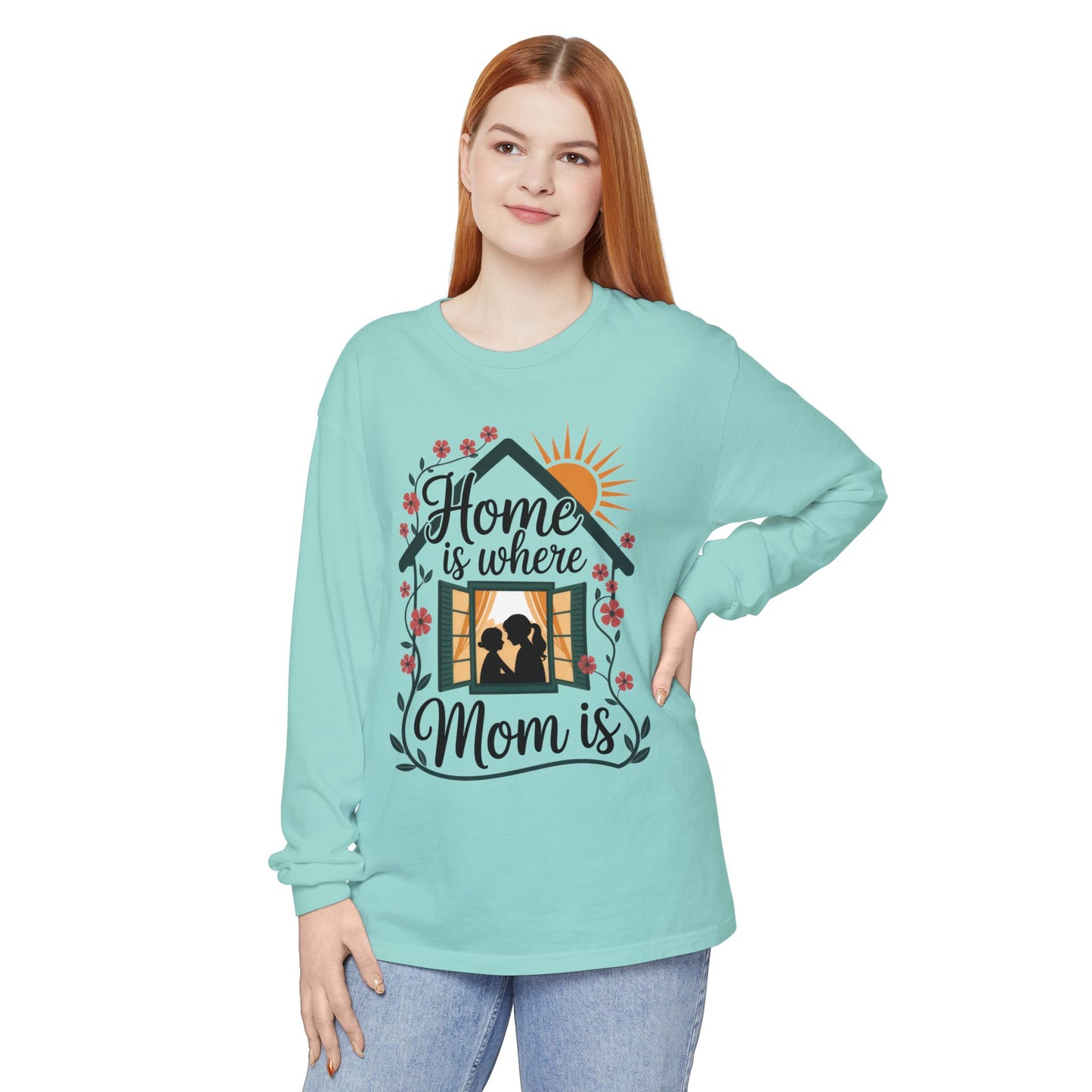 Home Is Where Mom Is Long Sleeve T-Shirt, Mother's Day Cotton Shirt, Cute Family Gift for Mom, Sentimental Mom Gift, mother's day Gift