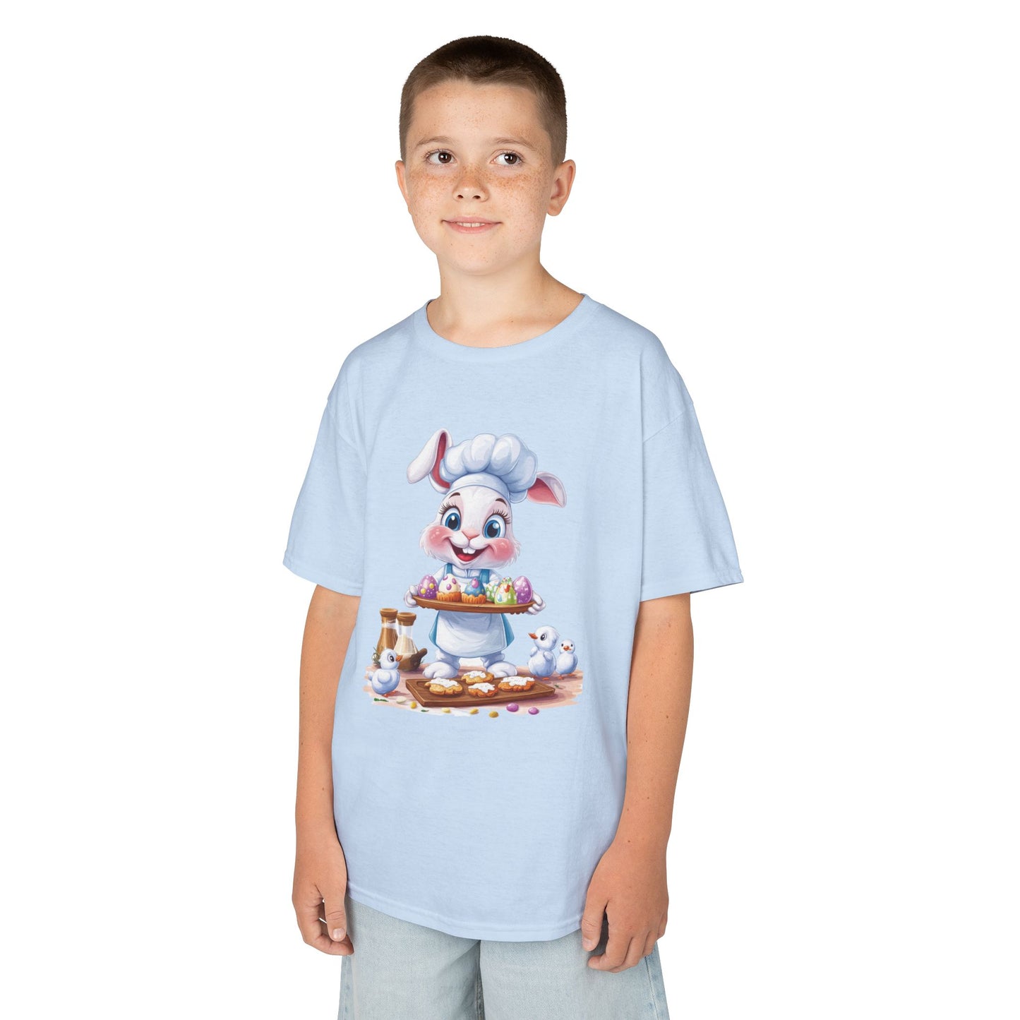 Easter Bunny Chef Kids T-Shirt, Cute Spring Baking Tee with Eggs, Toddler Easter Outfit, Bunny Holding Egg Tray Tee, Cute Animal Design