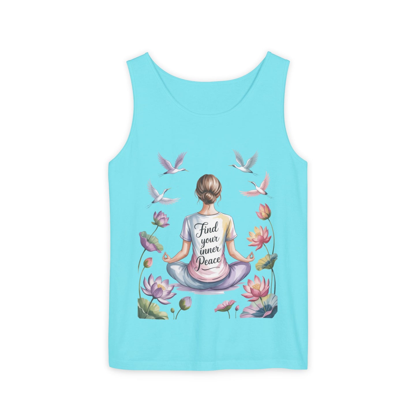Meditation Floral Womens Tank Top, Find Your Inner Peace, Yoga Apparel, Gift for Mindfulness, Summer Relaxed Wear