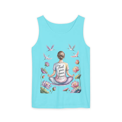 Meditation Floral Womens Tank Top, Find Your Inner Peace, Yoga Apparel, Gift for Mindfulness, Summer Relaxed Wear