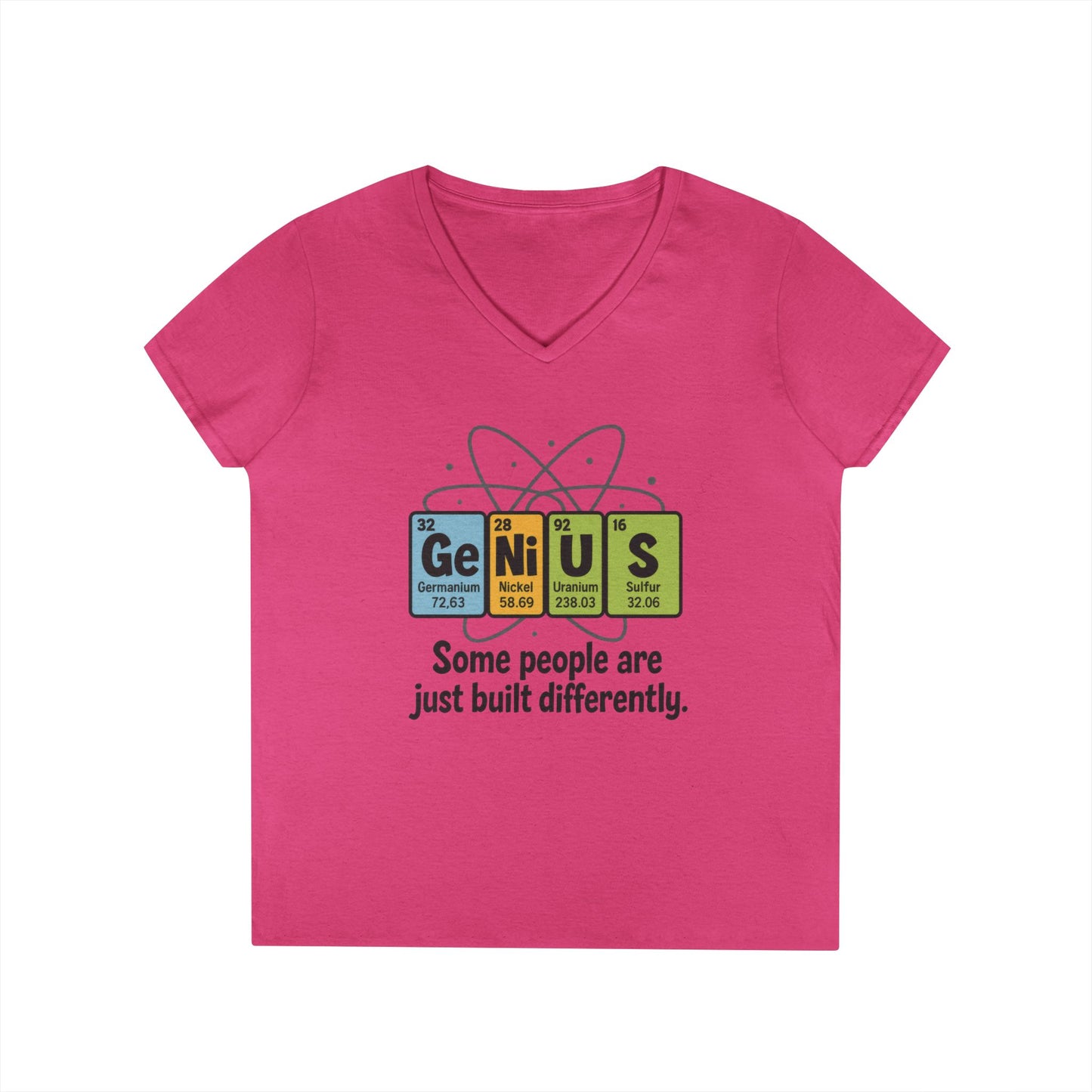 Funny Womens Genius V-Neck T-Shirt, Funny Science Tee, Nerdy Humor Shirt, Periodic Table Nerd Shirt, Science Humor Tee