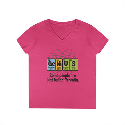Funny Womens Genius V-Neck T-Shirt, Funny Science Tee, Nerdy Humor Shirt, Periodic Table Nerd Shirt, Science Humor Tee