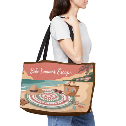 Boho Summer Escape Weekender Tote Bag , Perfect for Beach Days, Travel Tote Bag, beach bag