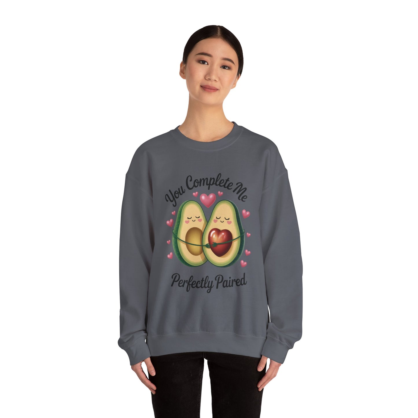 Cute Avocado Love Crewneck Sweatshirt, Sweatshirt for Couples, Perfect Gift for Valentines Day, Cozy Apparel, Avocado Lover Gift
