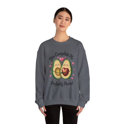 Cute Avocado Love Crewneck Sweatshirt, Sweatshirt for Couples, Perfect Gift for Valentines Day, Cozy Apparel, Avocado Lover Gift