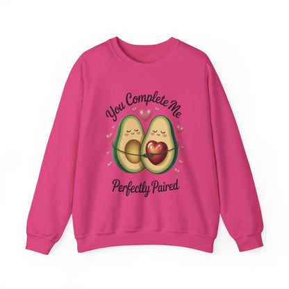 Cute Avocado Love Crewneck Sweatshirt, Sweatshirt for Couples, Perfect Gift for Valentines Day, Cozy Apparel, Avocado Lover Gift