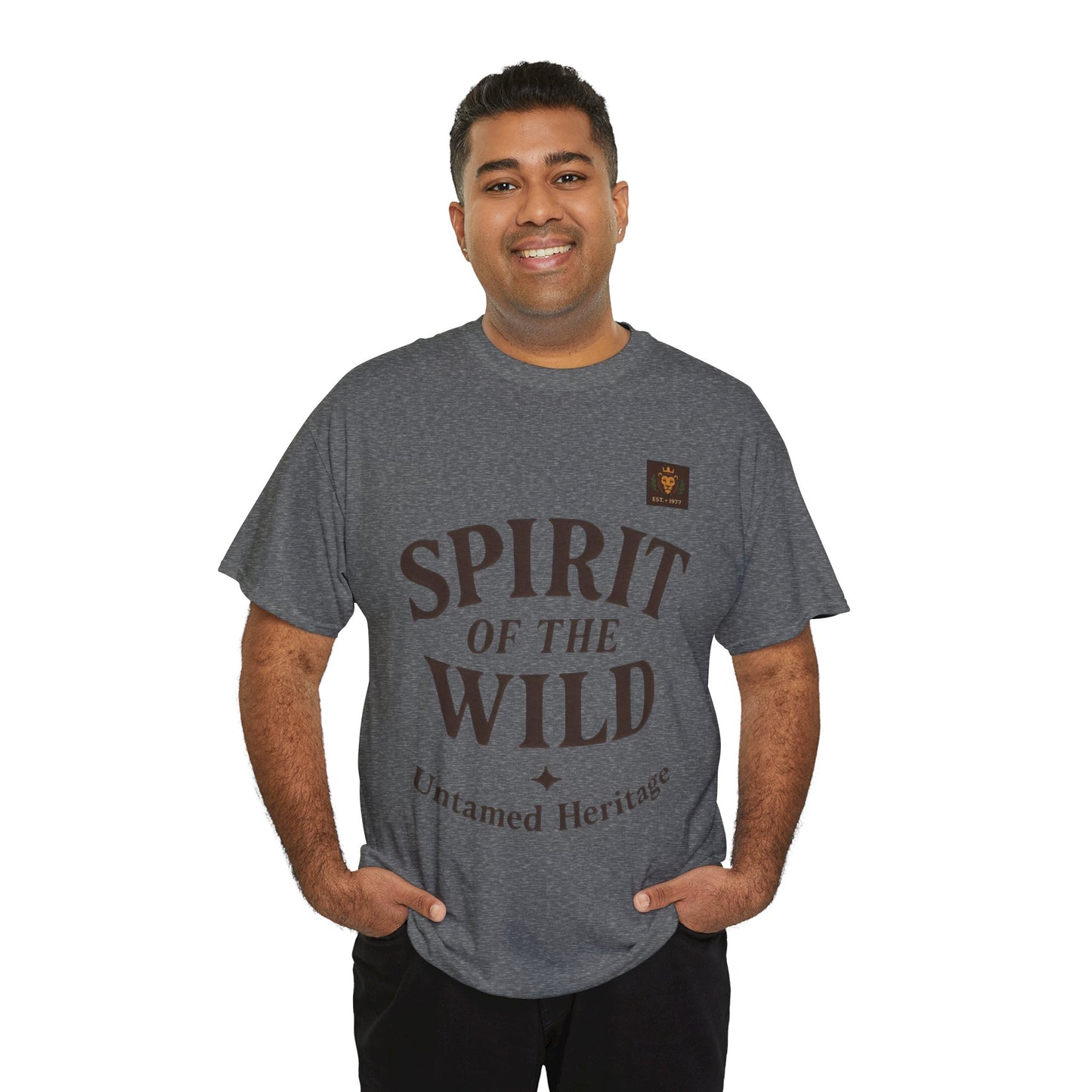 Spirit of the Wild Mens Heavy Cotton Tee, Nature Lover Gift, Outdoor Adventure Shirt, Unisex Tee, Casual Wear, Unique Graphic Apparel
