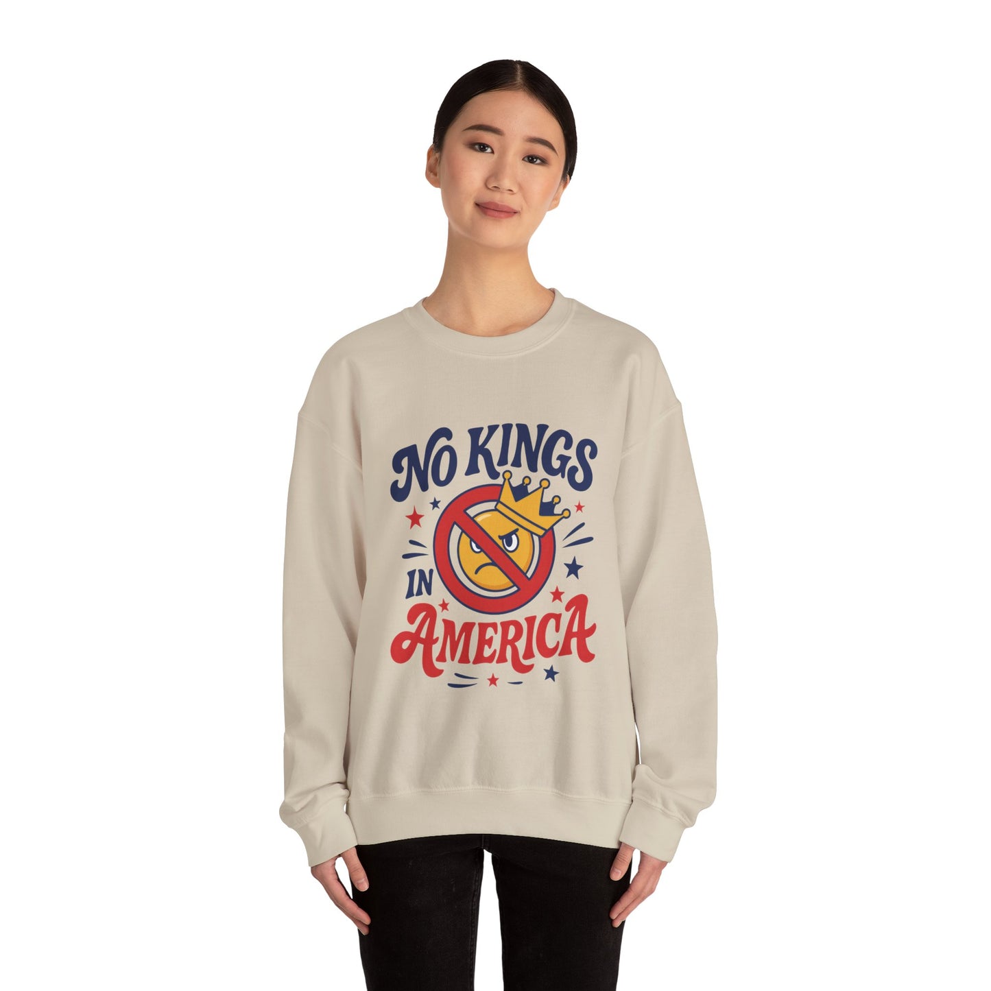 No Kings in America Sweatshirt - Funny Patriotic Anti Monarchy Pullover - USA Independence Sweater, Political Apparel, Gift for Activists