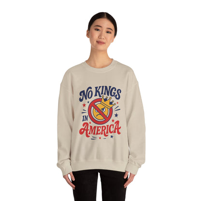 No Kings in America Sweatshirt - Funny Patriotic Anti Monarchy Pullover - USA Independence Sweater, Political Apparel, Gift for Activists