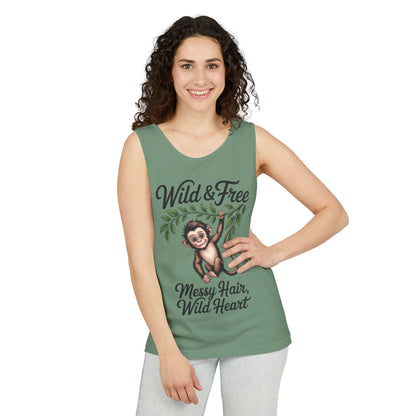 Wild & Free Monkey Tank Top, Messy Hair Wild Heart Womens Tank, Cute Jungle Animal Shirt, Boho Adventure Tank, Fun Nature Lover Gift