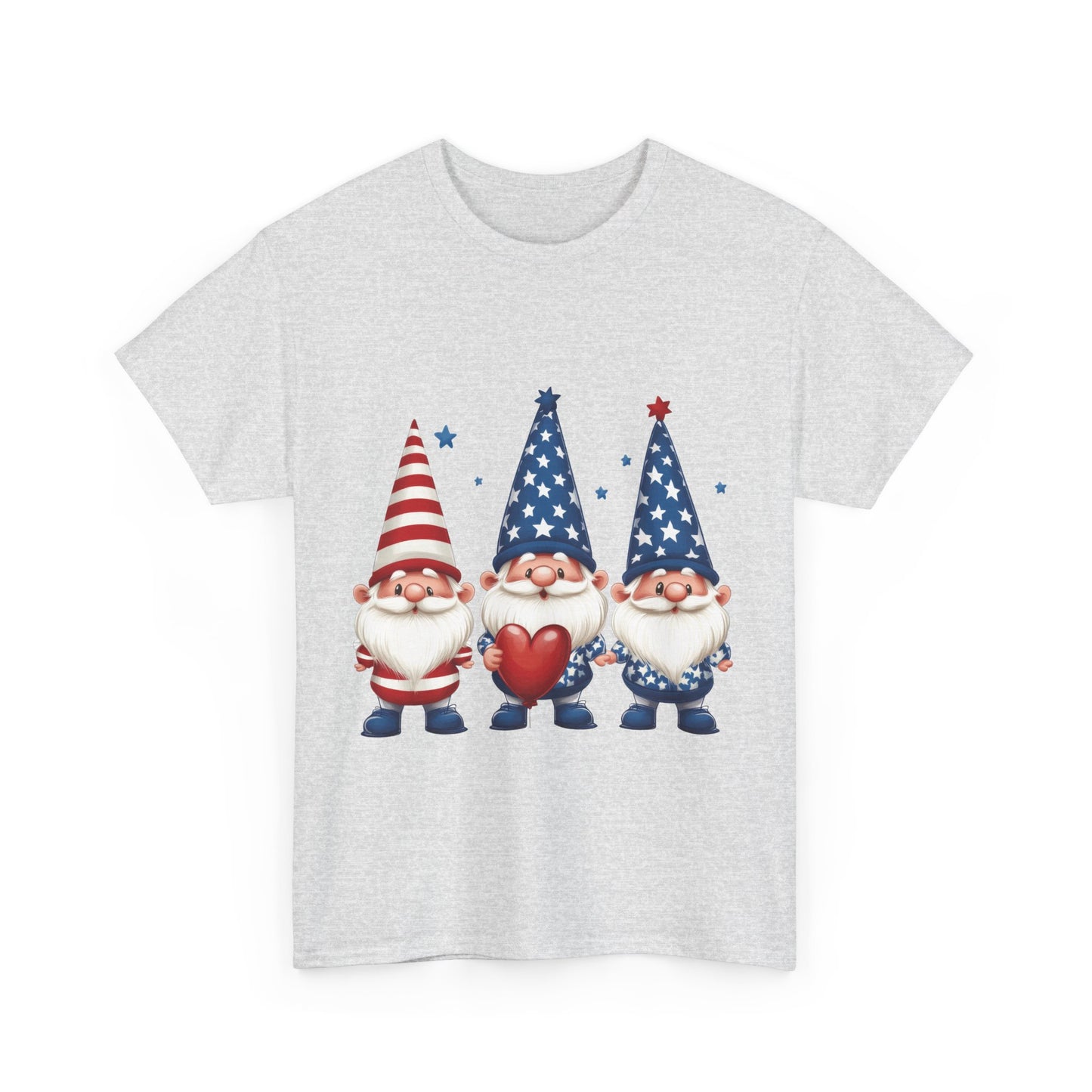Patriotic Gnome Unisex Heavy Cotton Tee - Cute Tee for Independence Day, Casual Wear, Gift for Gnome Lovers, Summer Style