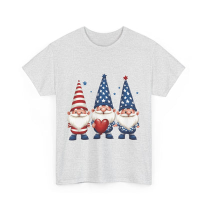 Patriotic Gnome Unisex Heavy Cotton Tee - Cute Tee for Independence Day, Casual Wear, Gift for Gnome Lovers, Summer Style