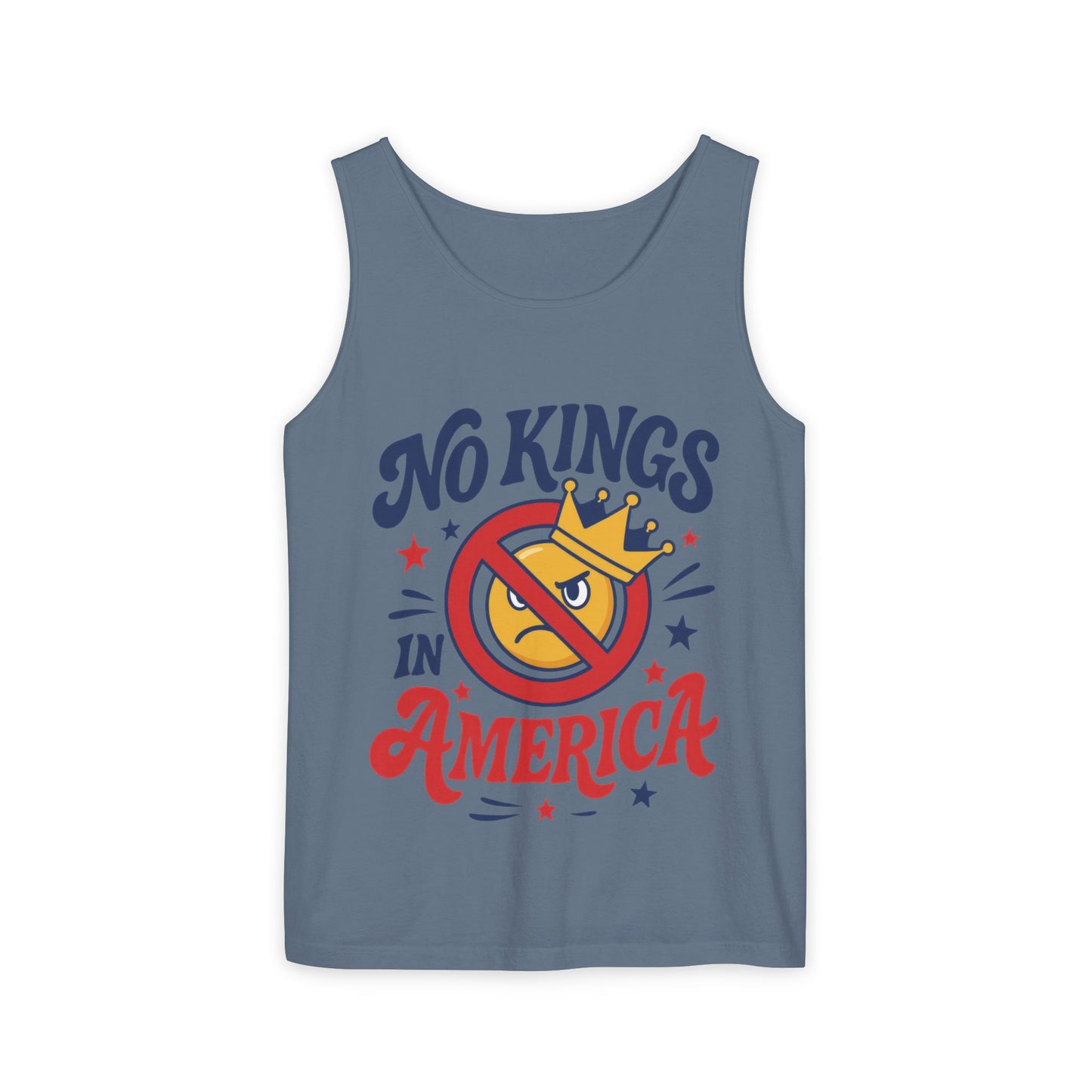 No Kings in America Tank Top - Funny Patriotic Anti Monarchy Sleeveless Shirt - USA Freedom Top, Unisex Summer Apparel, USA Independence Day