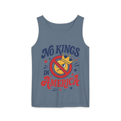 No Kings in America Tank Top - Funny Patriotic Anti Monarchy Sleeveless Shirt - USA Freedom Top, Unisex Summer Apparel, USA Independence Day