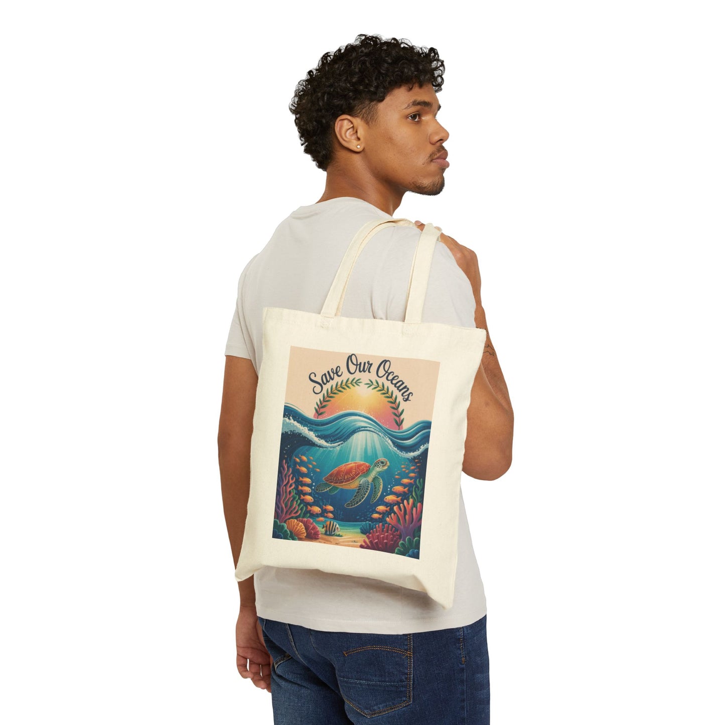 Eco-Friendly Ocean Conservation Tote Bag, Reusable Grocery Bag, Beach Bag, Gift for Ocean Lovers, Summer Accessories
