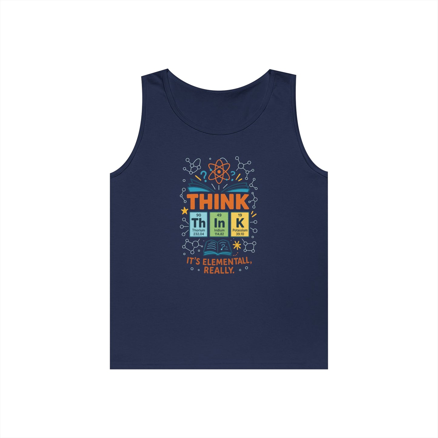 Think Tank Top for Men, Nerdy Chemistry Shirt, Periodic Table Funny Science Tank, Geeky STEM Gift for Him, Science Lovers Gift